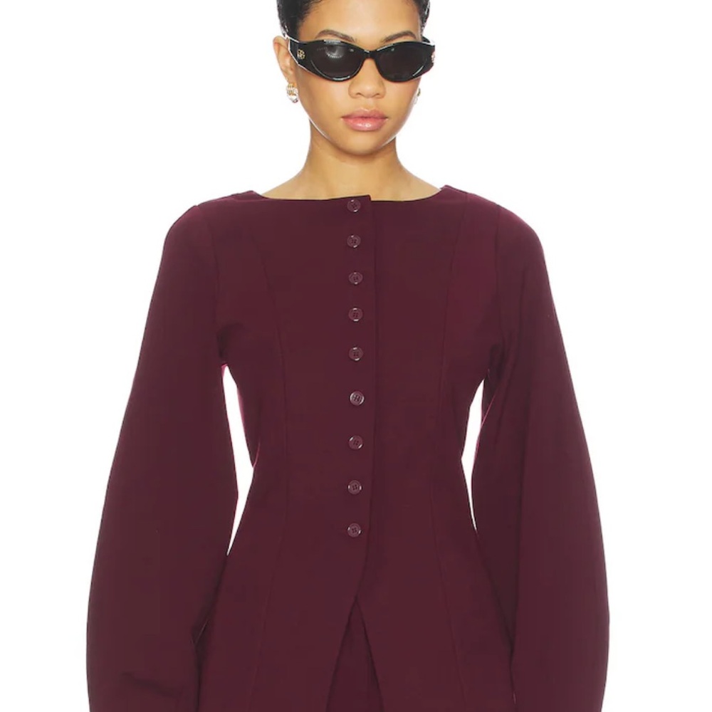 ALIGNE ‘Bonnie’ Ponte Waisted Button down Blazer in Oxblood